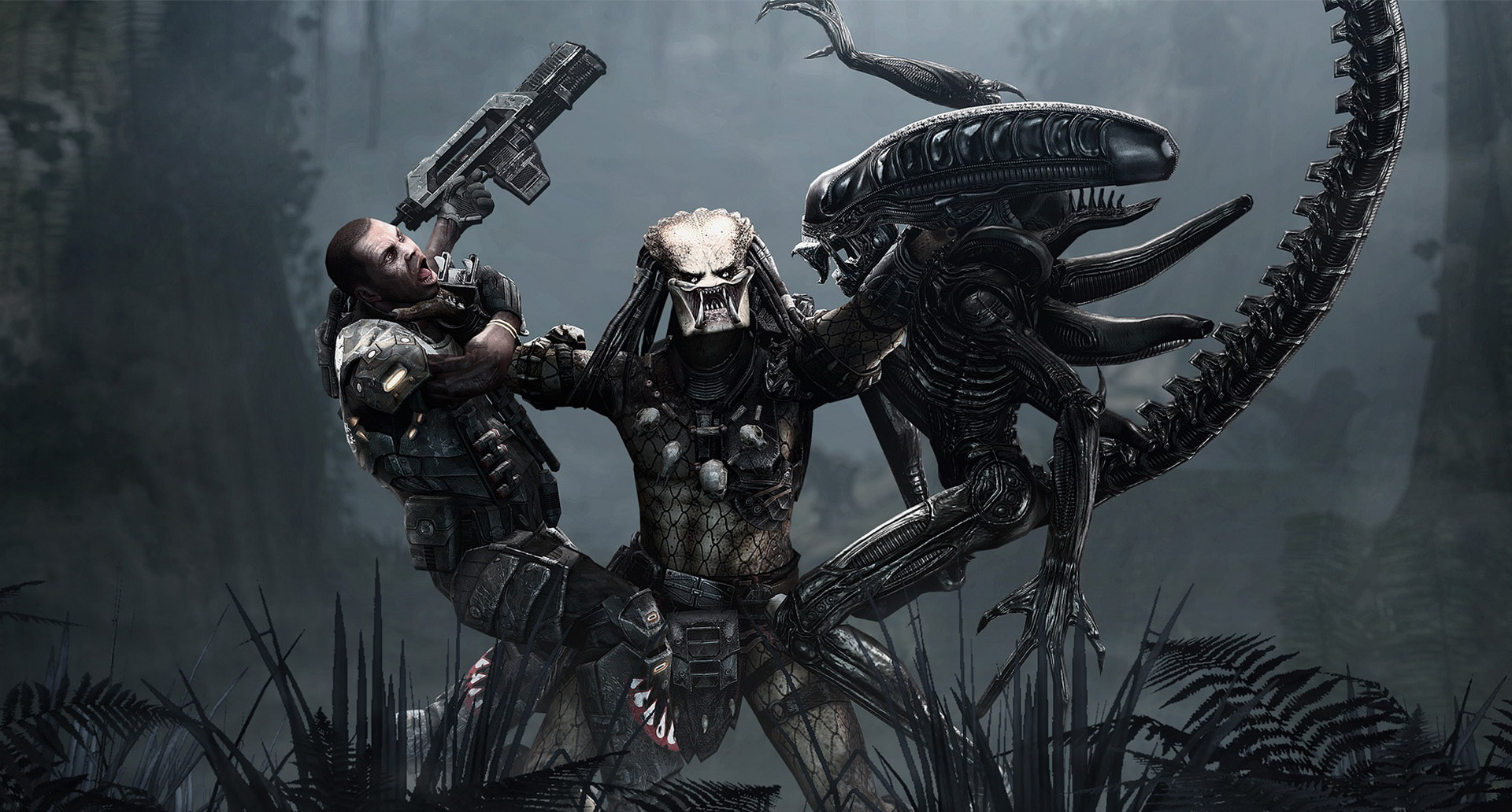 Predalien Vs Predator Fight Scene - Aliens Vs Predator Game 