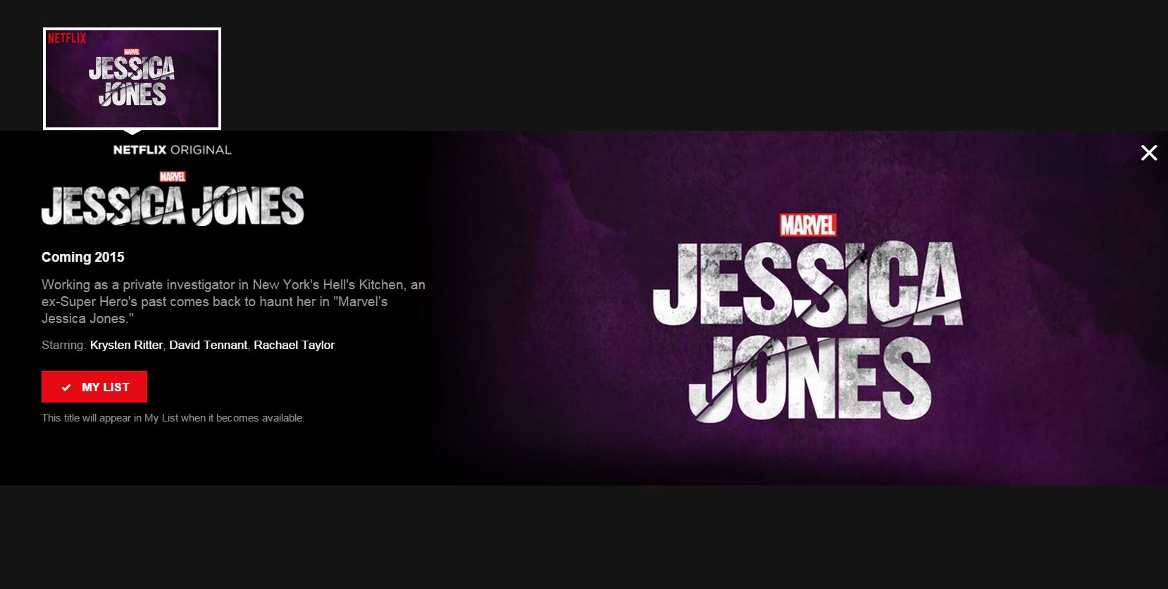 Jessica Jones' New Netflix Page is Very... Purple